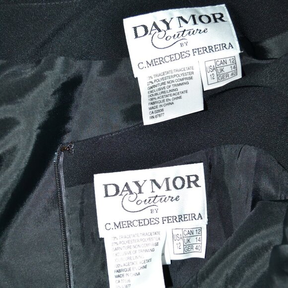 Daymor Couture 80s Black Sequin Maxi Sheath Cocktail Dress Peplum Blazer Suit 12 - Picture 11 of 11